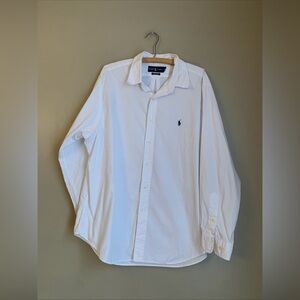 Vintage Ralph Lauren Classic Fit Mens 17-34/35 Solid White Pony Button Up Unisex